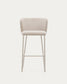 Sgabello Ciselia in ciniglia beige e acciaio beige altezza 75 cm