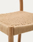 Sgabello Yalia con schienale in legno massello di rovere finitura naturale e seduta in corda, 65 cm