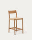 Sgabello Yalia con schienale in legno massello di rovere finitura naturale e seduta in corda, 65 cm