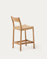Sgabello Yalia con schienale in legno massello di rovere finitura naturale e seduta in corda, 65 cm