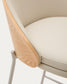 Sgabello Eamy di pelle sintetica beige, impiallacciatura in frassino finitura naturale 77 cm
