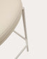 Sgabello Eamy di pelle sintetica beige, impiallacciatura in frassino finitura naturale 77 cm