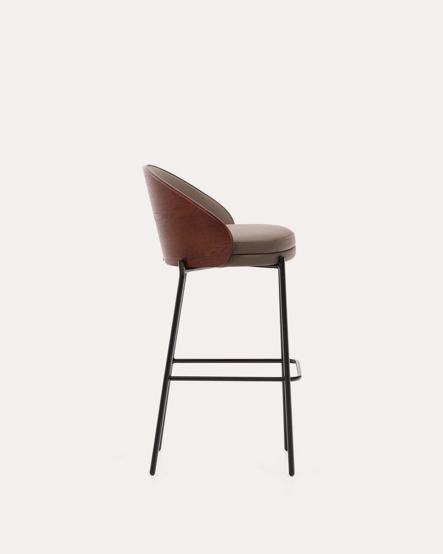 Sgabello Eamy di pelle sintetica marrone, impiallacciatura in frassino noce metallo marrone 77 cm