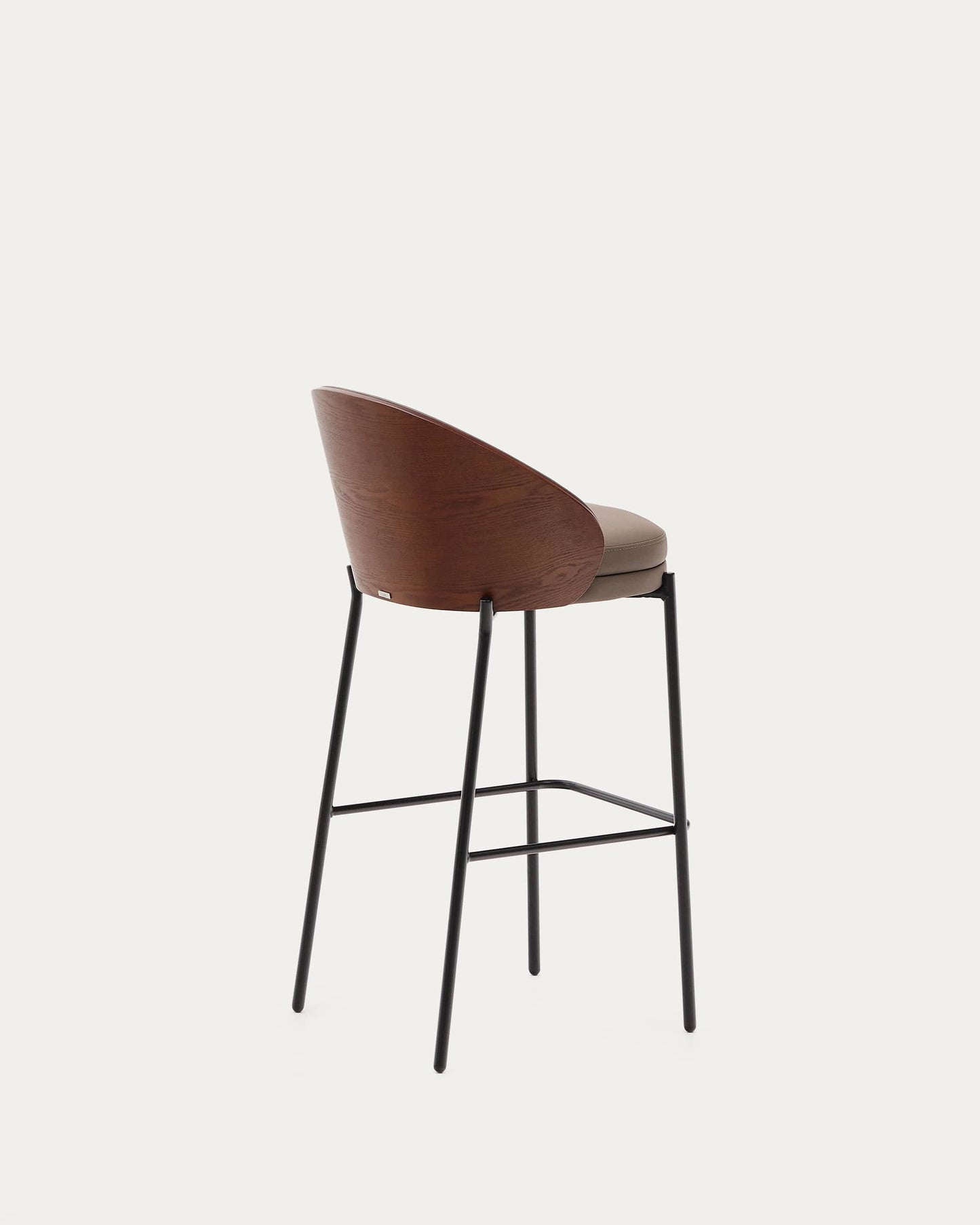 Sgabello Eamy di pelle sintetica marrone, impiallacciatura in frassino noce metallo marrone 77 cm