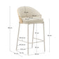 Sgabello Eamy di pelle sintetica beige, impiallacciatura in frassino finitura naturale 65 cm