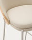 Sgabello Eamy di pelle sintetica beige, impiallacciatura in frassino finitura naturale 65 cm