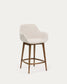Sgabello Konna beige e gambe in legno massello di frassino finitura scura 65 cm