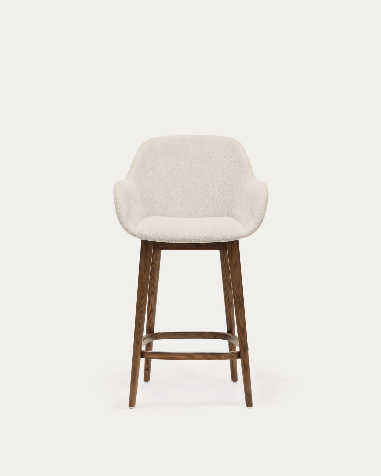 Sgabello Konna beige e gambe in legno massello di frassino finitura scura 65 cm