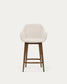 Sgabello Konna beige e gambe in legno massello di frassino finitura scura 65 cm