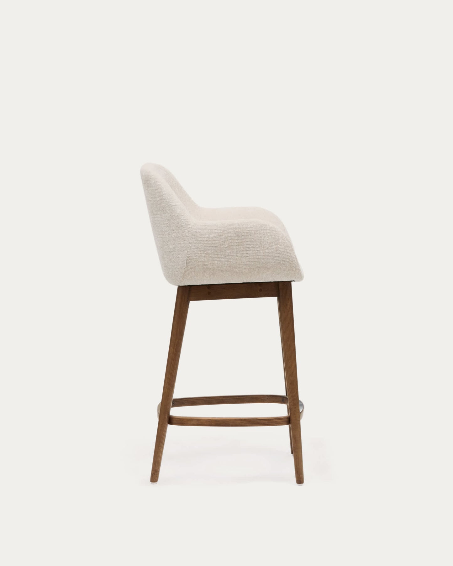 Sgabello Konna beige e gambe in legno massello di frassino finitura scura 65 cm