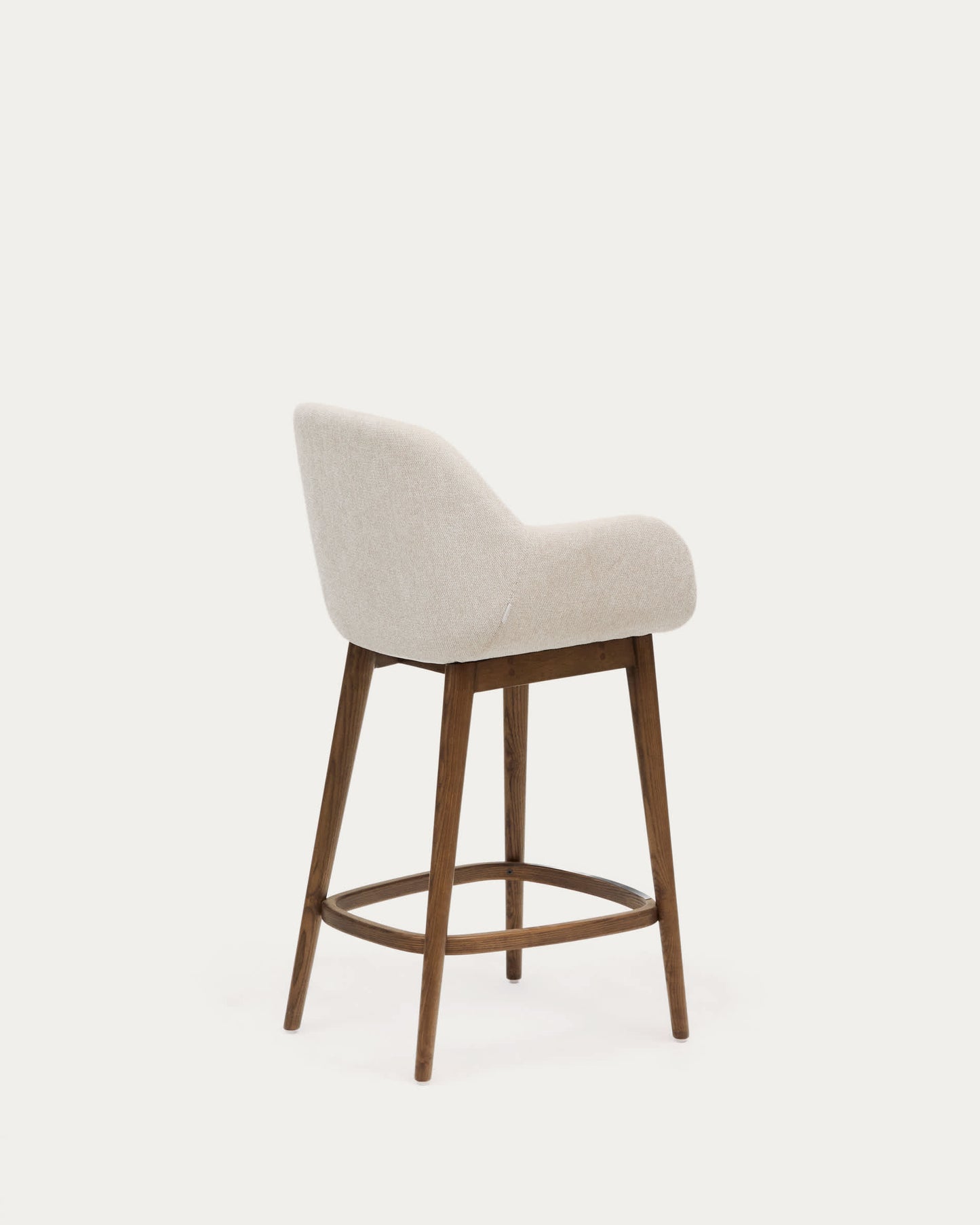 Sgabello Konna beige e gambe in legno massello di frassino finitura scura 65 cm