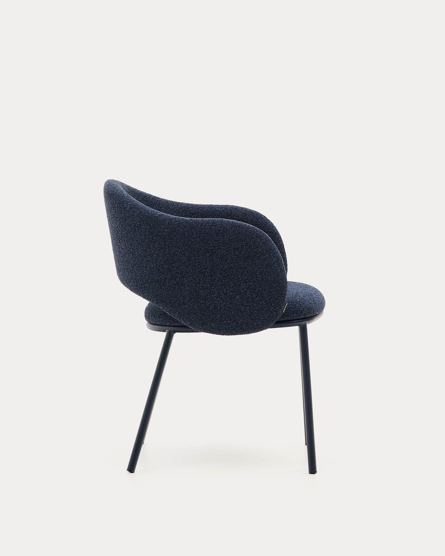 Sedia Maina in ciniglia spessa blu e gambe in acciaio con finitura blu