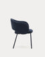 Sedia Maina in ciniglia spessa blu e gambe in acciaio con finitura blu