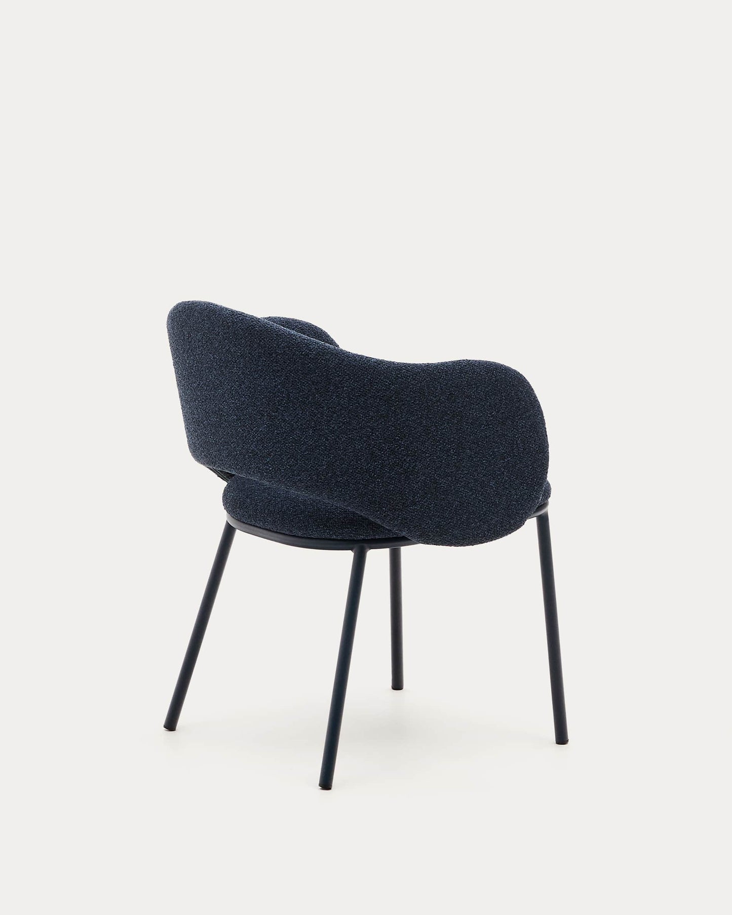 Sedia Maina in ciniglia spessa blu e gambe in acciaio con finitura blu