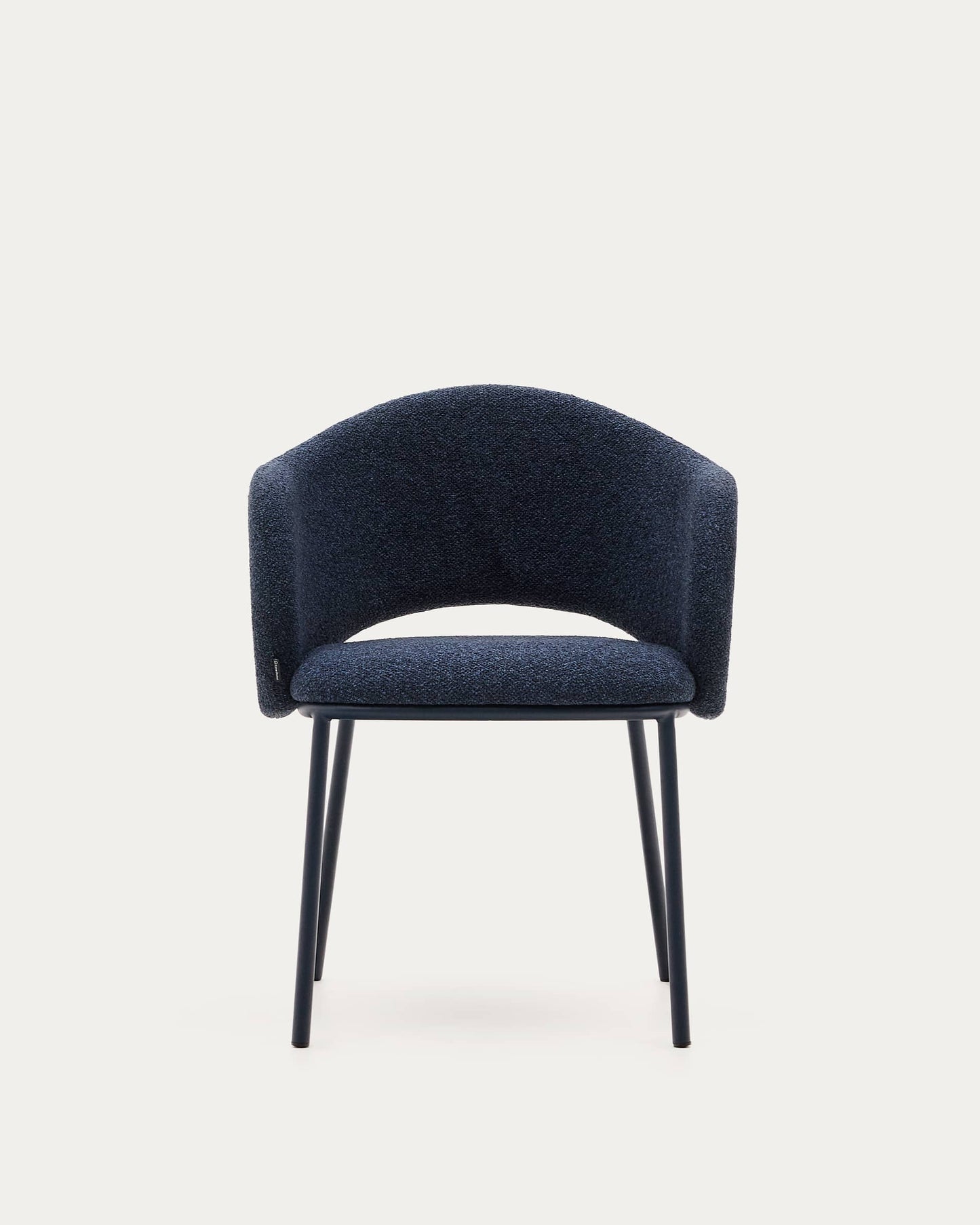 Sedia Maina in ciniglia spessa blu e gambe in acciaio con finitura blu