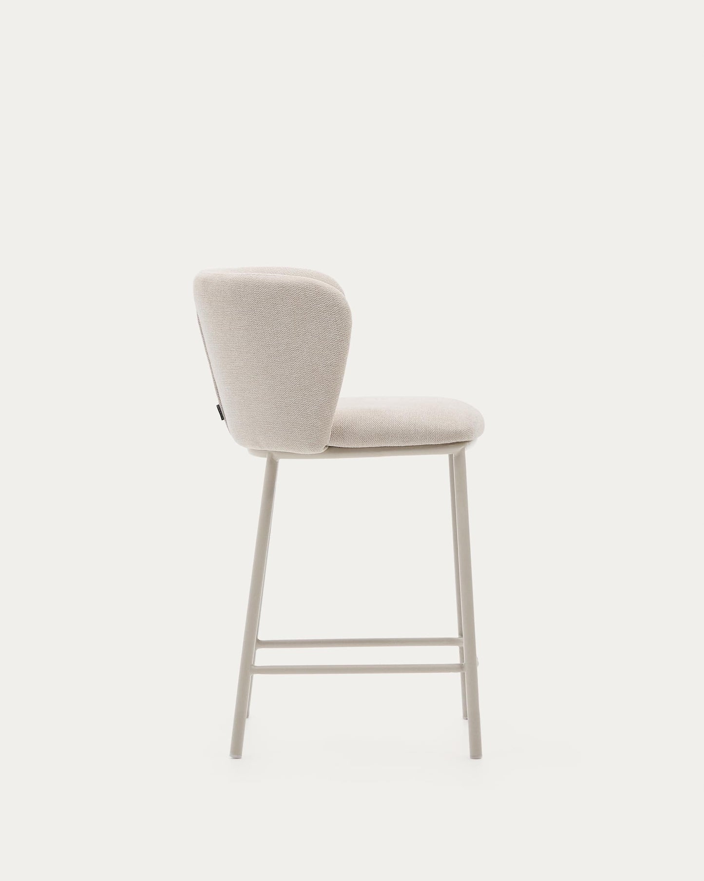 Sgabello Ciselia in ciniglia beige e acciaio beige altezza 65 cm