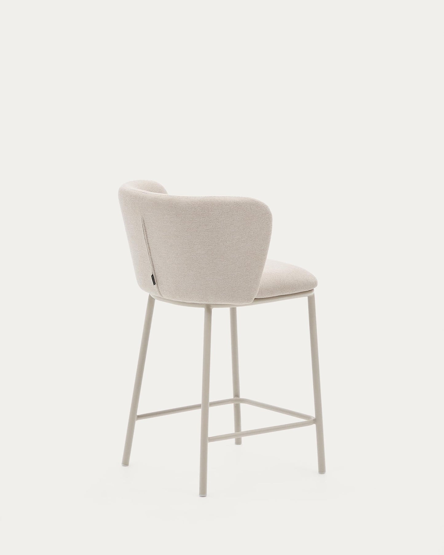 Sgabello Ciselia in ciniglia beige e acciaio beige altezza 65 cm