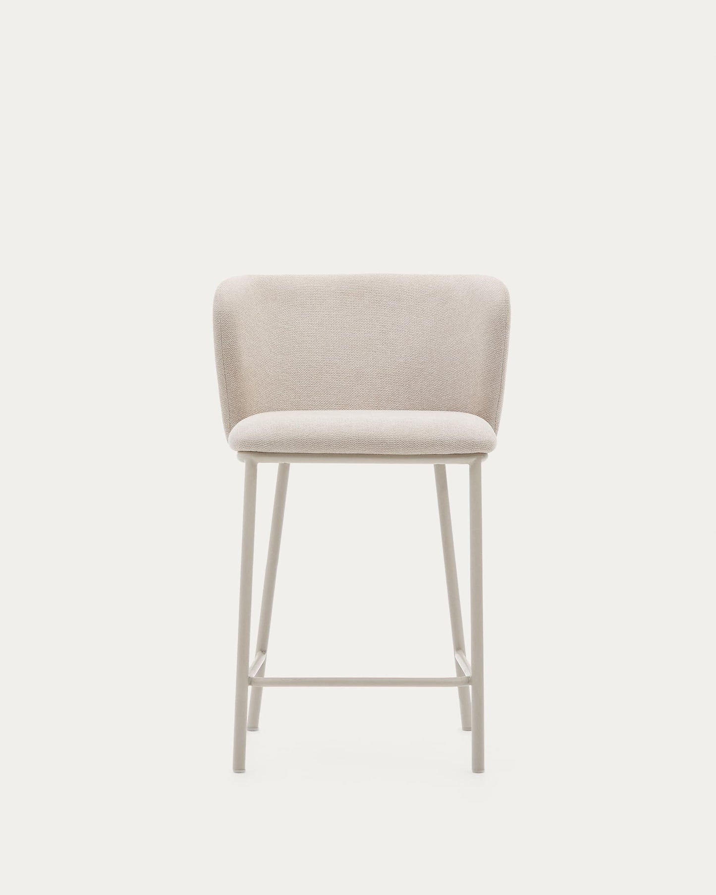 Sgabello Ciselia in ciniglia beige e acciaio beige altezza 65 cm