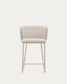 Sgabello Ciselia in ciniglia beige e acciaio beige altezza 65 cm
