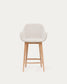 Sgabello Konna beige e gambe in legno massello di frassino finitura chiara 65 cm
