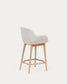 Sgabello Konna beige e gambe in legno massello di frassino finitura chiara 65 cm