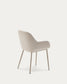 Sedia Konna beige e gambe in acciaio con finitura verniciata beige