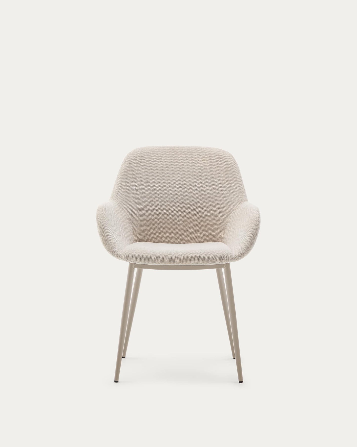 Sedia Konna beige e gambe in acciaio con finitura verniciata beige