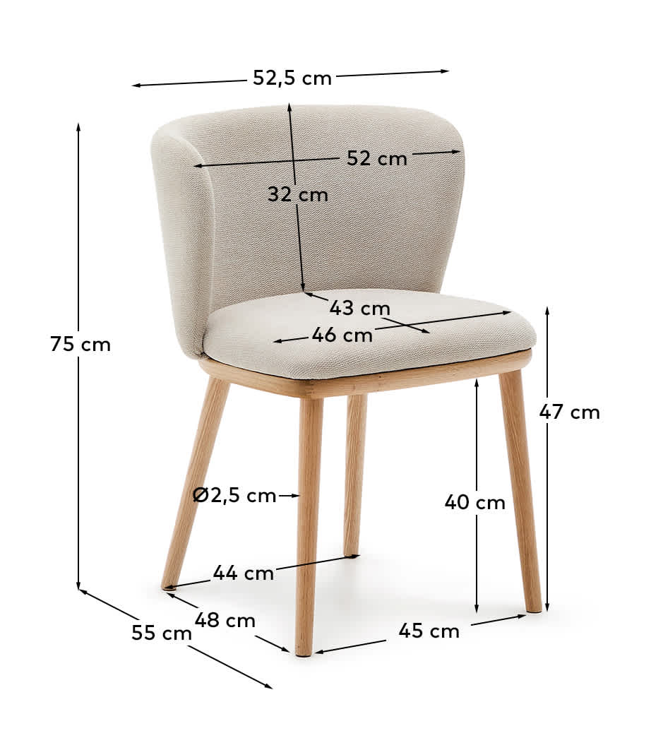 Sedia Ciselia cignilia beige legno di frassino finitura tono naturale