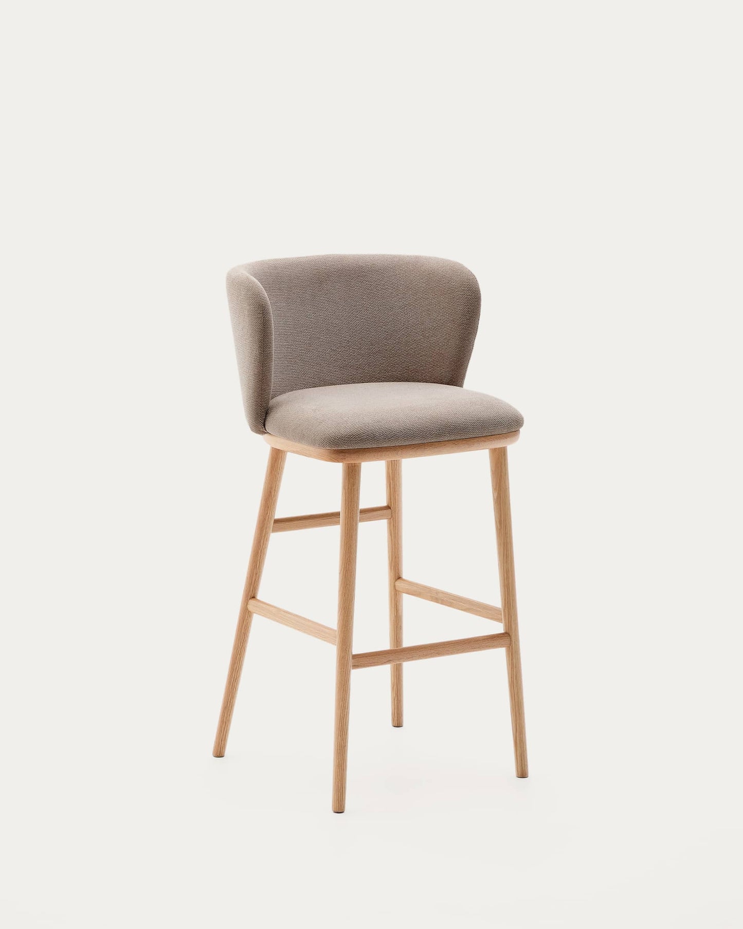 Sgabello Ciselia ciniglia marrone legno di frassino finitura tono naturale 75 cm