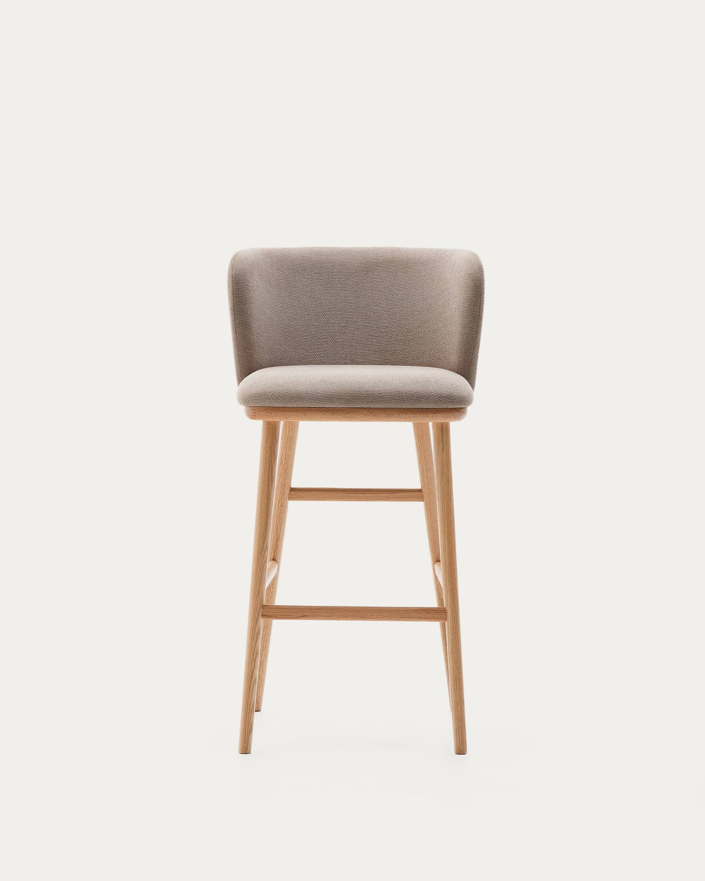 Sgabello Ciselia ciniglia marrone legno di frassino finitura tono naturale 75 cm