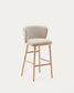 Sgabello Ciselia ciniglia beige legno di frassino finitura tono naturale 75 cm