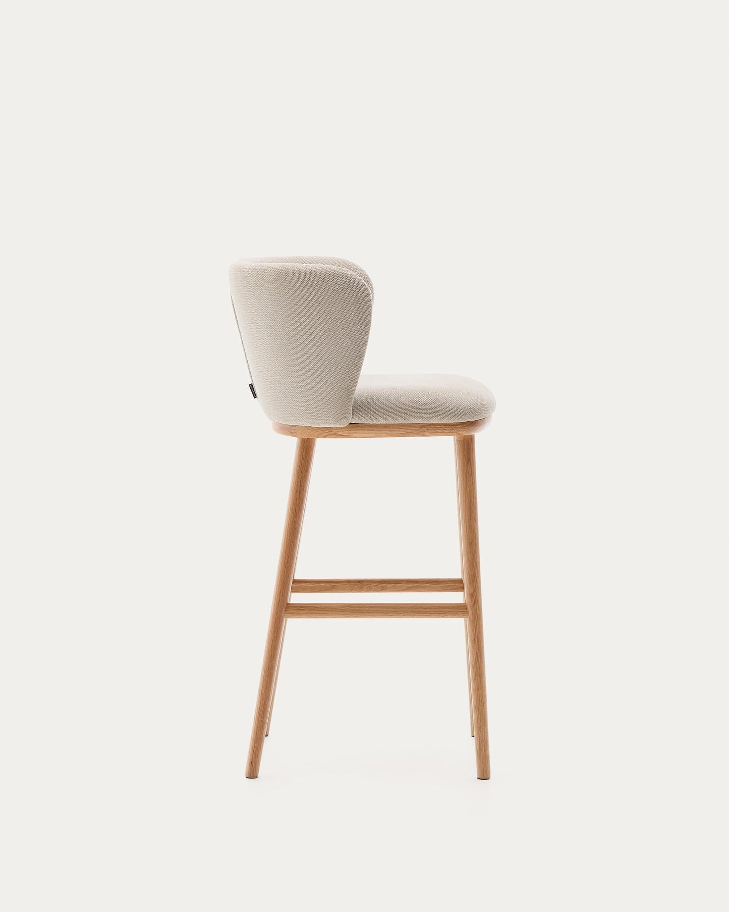 Sgabello Ciselia ciniglia beige legno di frassino finitura tono naturale 75 cm