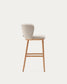 Sgabello Ciselia ciniglia beige legno di frassino finitura tono naturale 75 cm