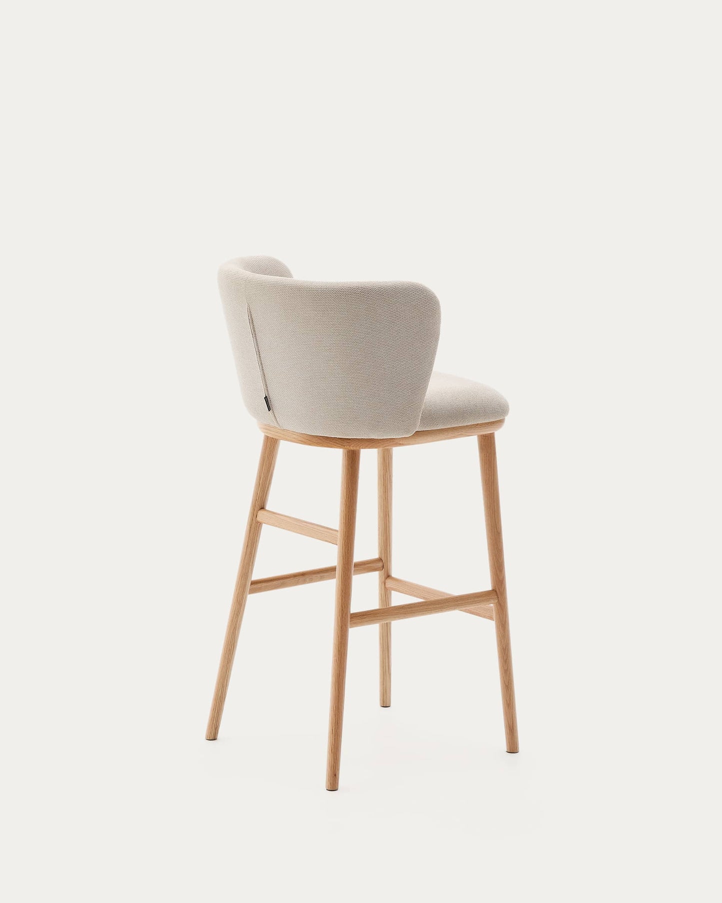 Sgabello Ciselia ciniglia beige legno di frassino finitura tono naturale 75 cm
