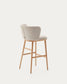 Sgabello Ciselia ciniglia beige legno di frassino finitura tono naturale 75 cm