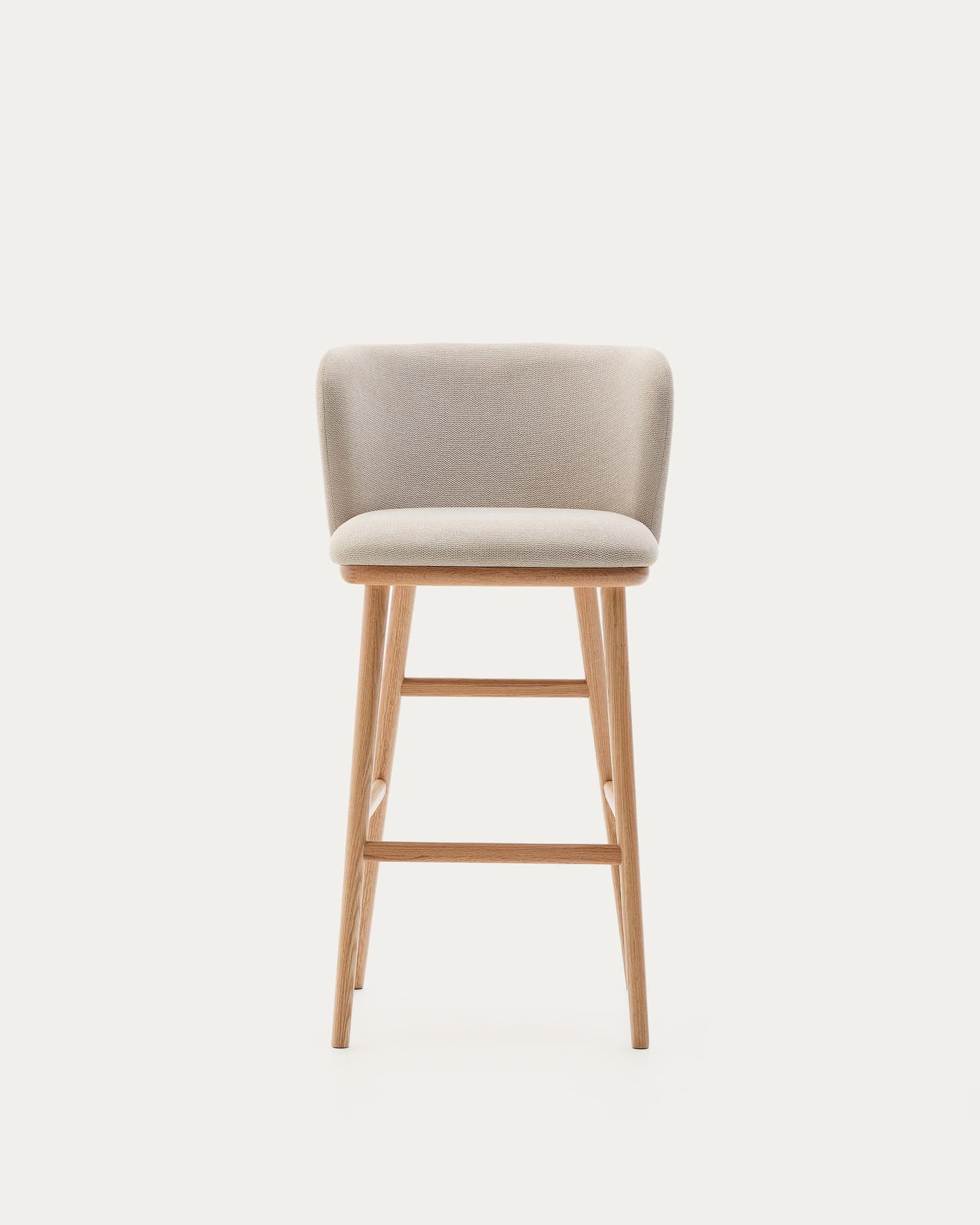 Sgabello Ciselia ciniglia beige legno di frassino finitura tono naturale 75 cm