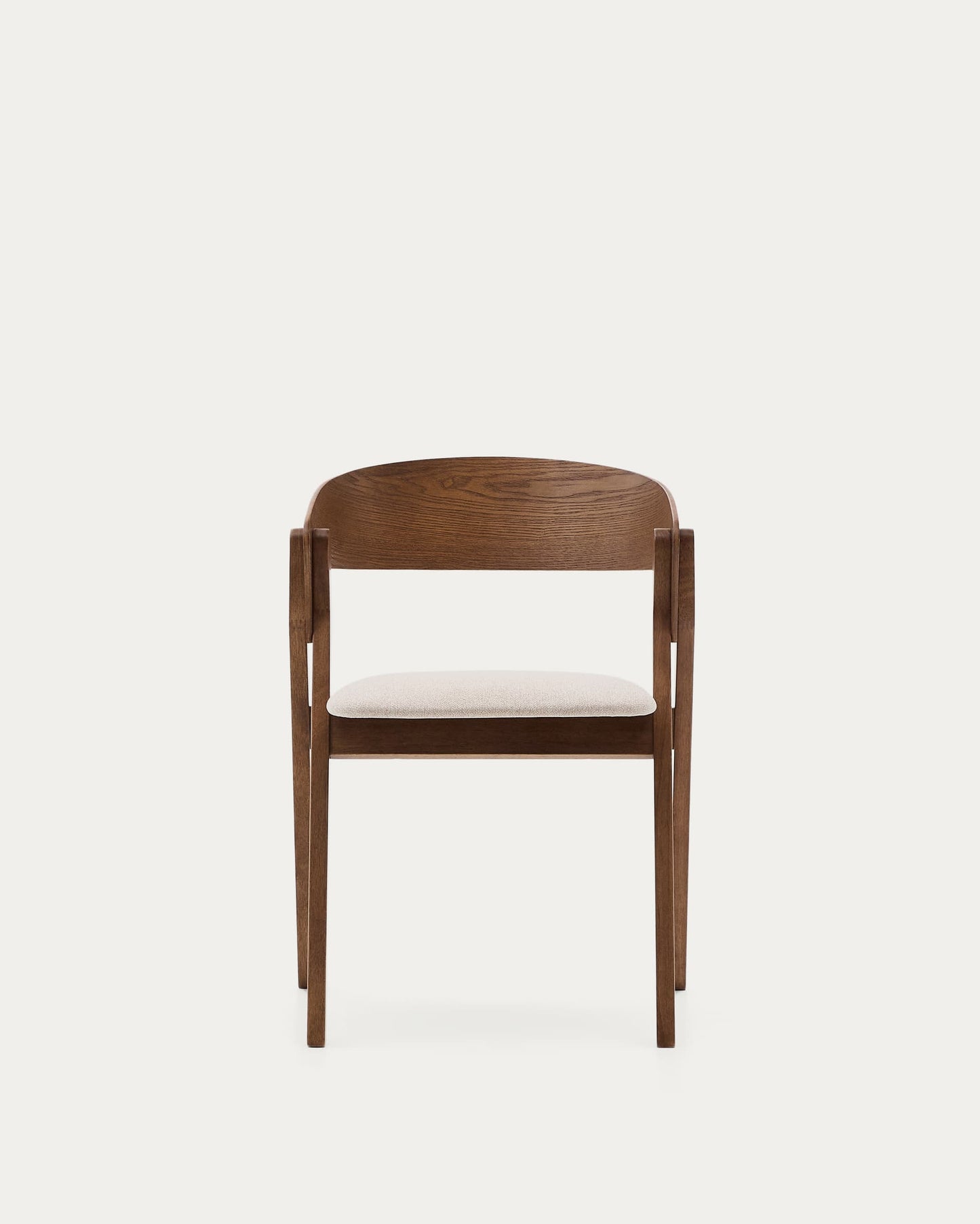 Sedia Godia in impiallacciato di frassino e legno massello di hevea finitura wengé e ciniglia beige