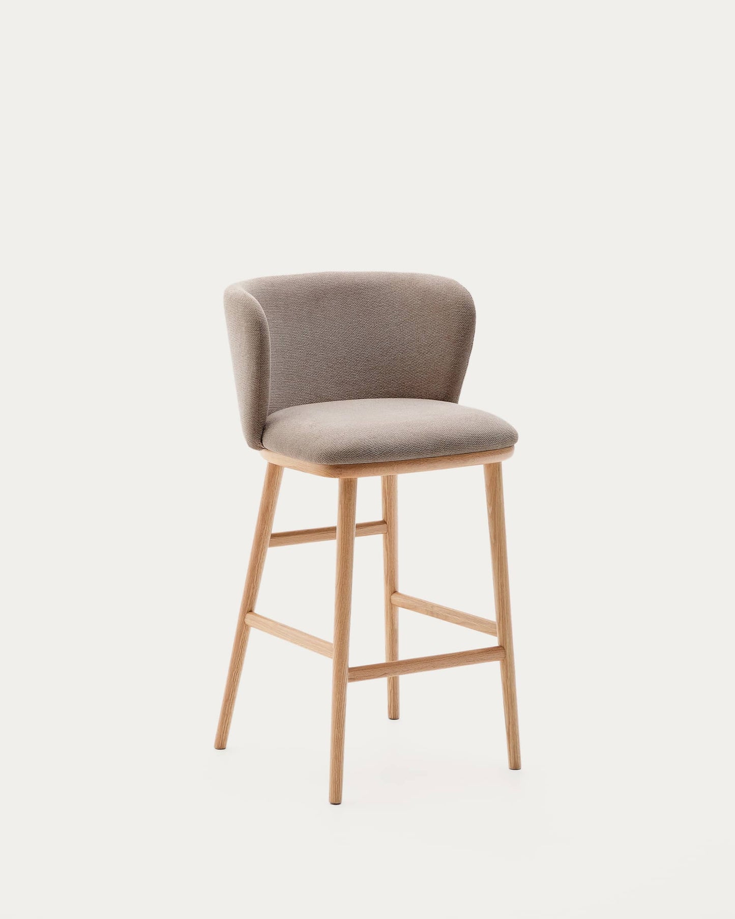 Sgabello Ciselia ciniglia marrone legno di frassino finitura tono naturale 65 cm