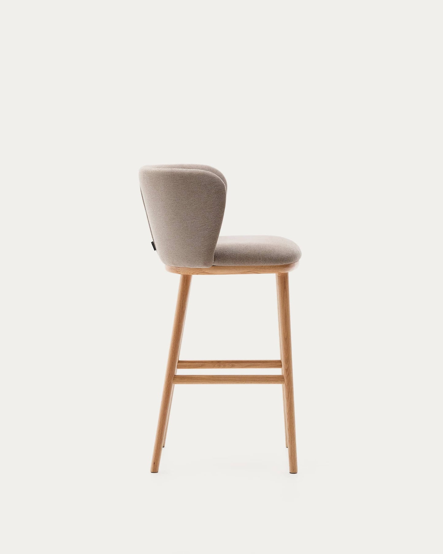 Sgabello Ciselia ciniglia marrone legno di frassino finitura tono naturale 65 cm