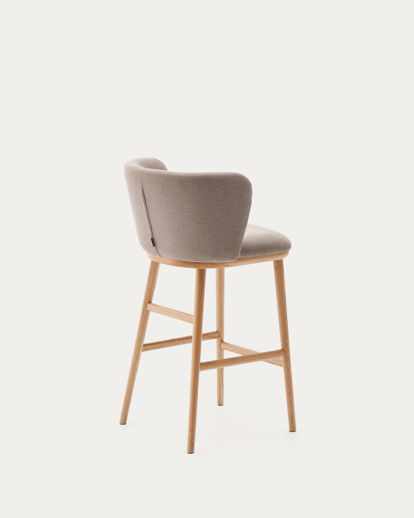 Sgabello Ciselia ciniglia marrone legno di frassino finitura tono naturale 65 cm