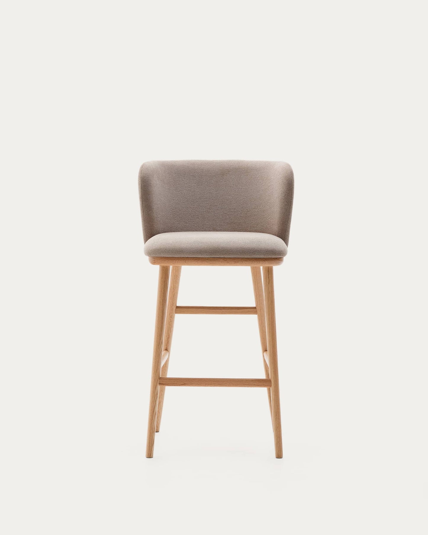 Sgabello Ciselia ciniglia marrone legno di frassino finitura tono naturale 65 cm