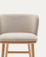 Sgabello Ciselia ciniglia beige legno di frassino finitura tono naturale 65 cm