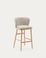 Sgabello Ciselia ciniglia beige legno di frassino finitura tono naturale 65 cm