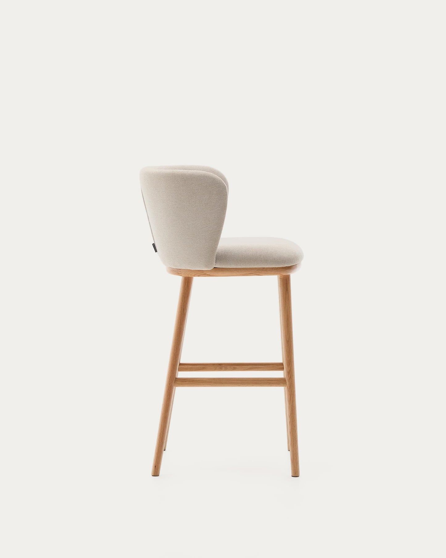 Sgabello Ciselia ciniglia beige legno di frassino finitura tono naturale 65 cm