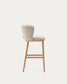 Sgabello Ciselia ciniglia beige legno di frassino finitura tono naturale 65 cm