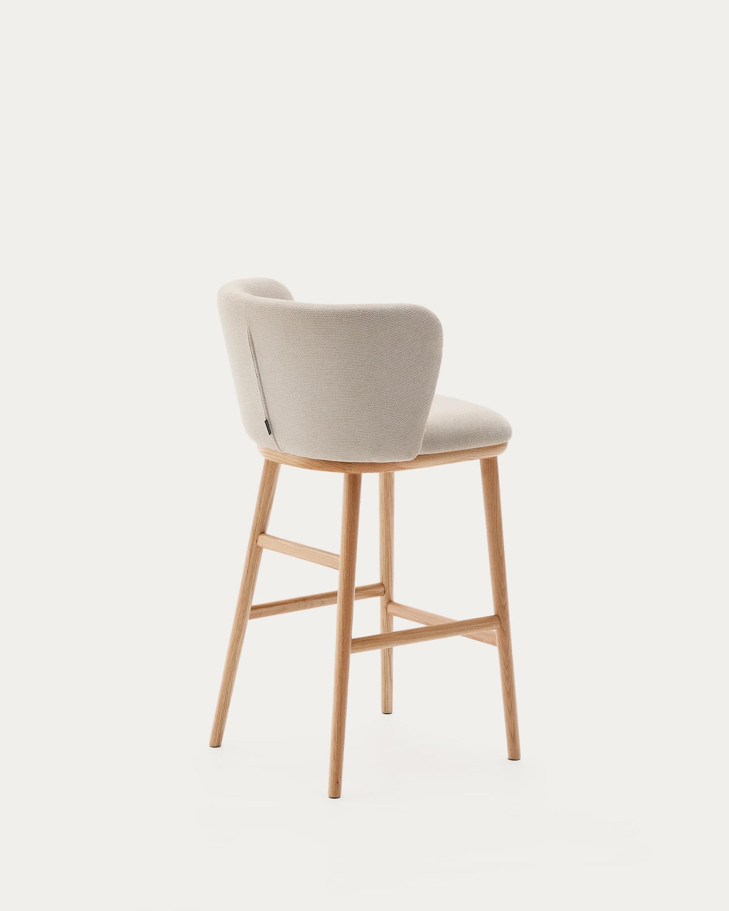 Sgabello Ciselia ciniglia beige legno di frassino finitura tono naturale 65 cm