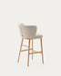 Sgabello Ciselia ciniglia beige legno di frassino finitura tono naturale 65 cm