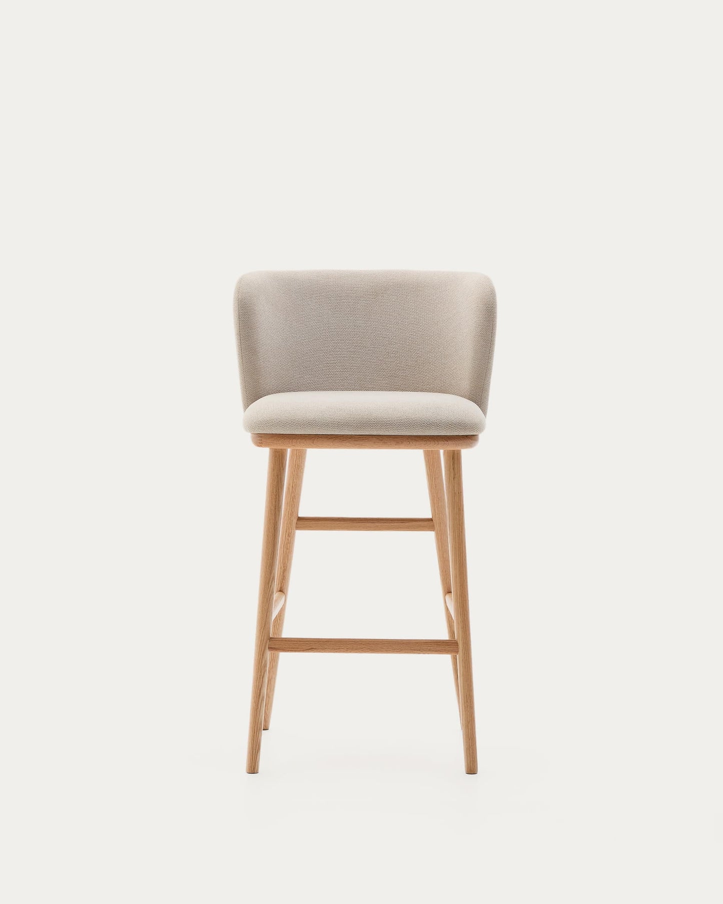 Sgabello Ciselia ciniglia beige legno di frassino finitura tono naturale 65 cm