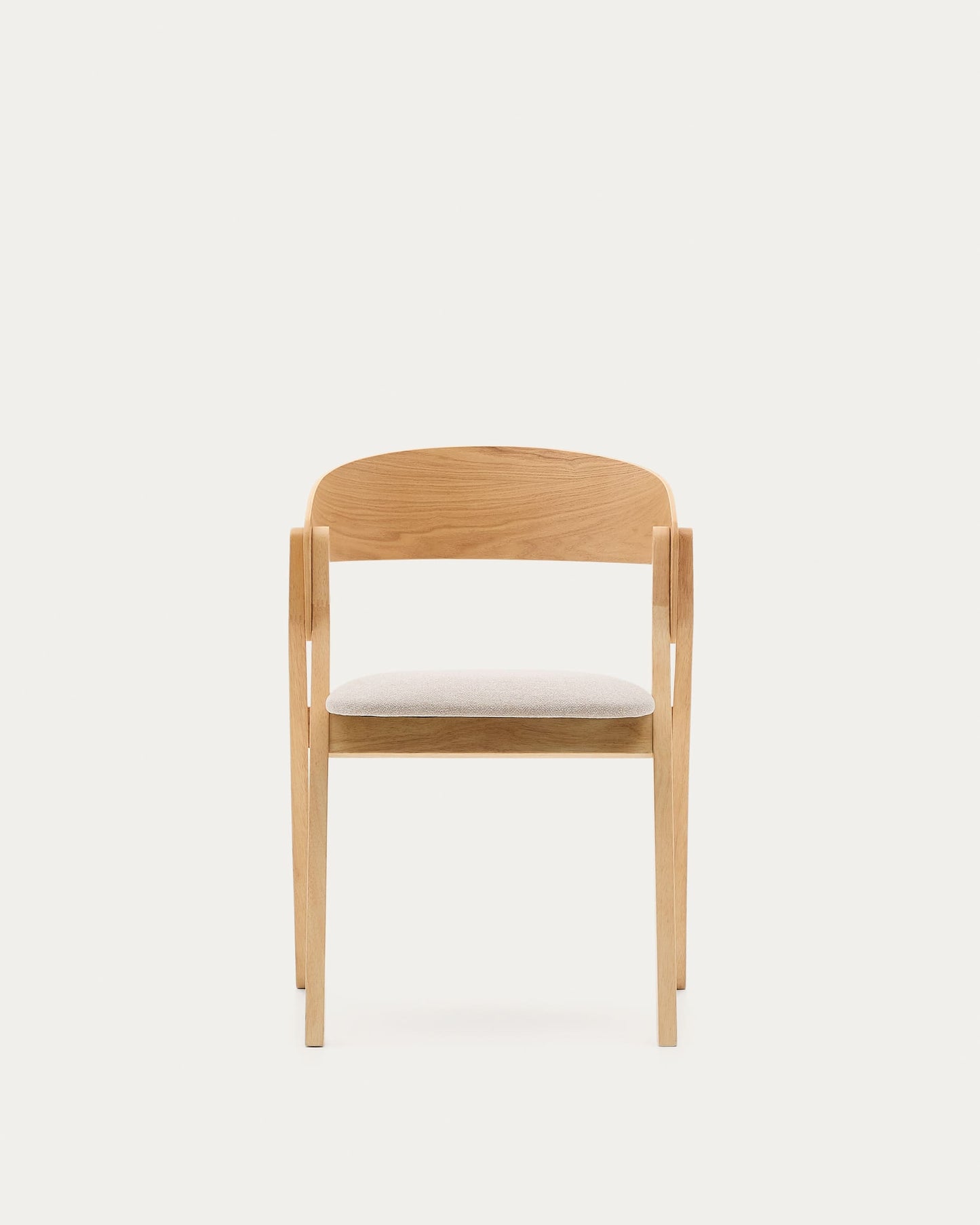 Sedia Godia in impiallacciato di frassino e legno massello di hevea finitura naturale e ciniglia beige