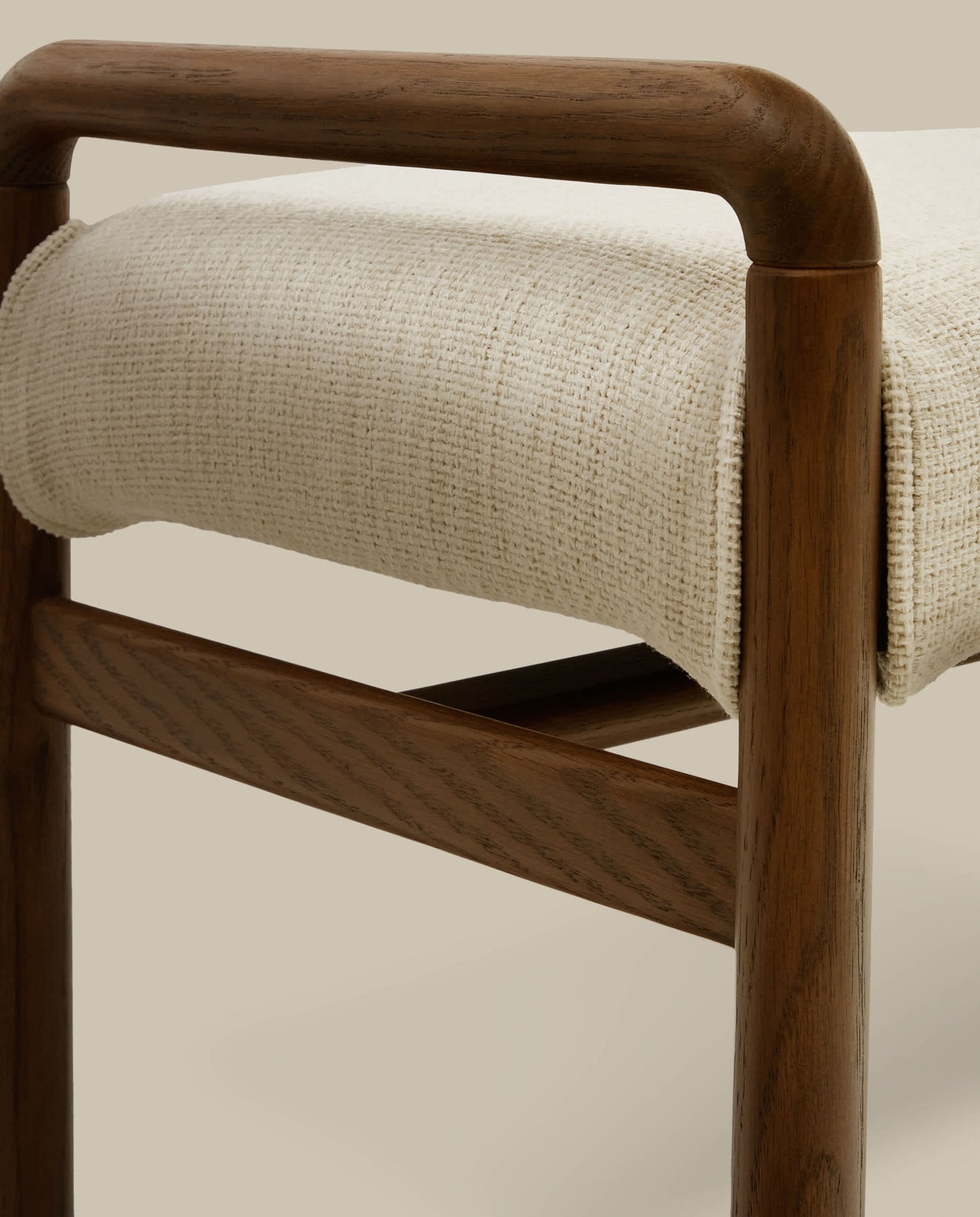 Panca Macaret sfoderabile legno massiccio di rovere finitura in noce 120 cm